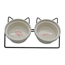 Миска д/кота Керамічна 2шт на металевій підставці арт.KR-2422