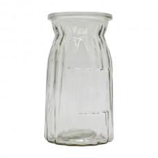 Ваза д/квітів Скляна 15см Ребриста Прозора