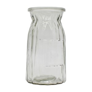 Ваза д/квітів Скляна 15см Ребриста Прозора