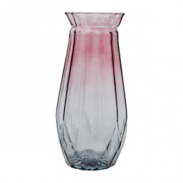 Ваза д/квітів Скляна 20см Ребриста Кольорова Глянцева