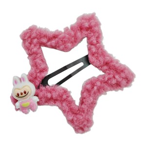 Заколка д/волосся 1шт Зірка Хутряна Labubu арт.67#-F011 *50