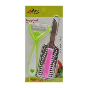 Овочечистка AES + ніж 10см +тертка д/сиру арт.2958