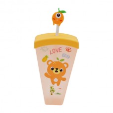 Стакан д/напоїв з трубочкою пластик Малюнок Мікс арт.720LY6007