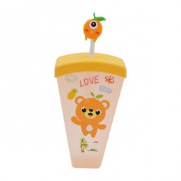 Стакан д/напоїв з трубочкою пластик Малюнок Мікс арт.720LY6007